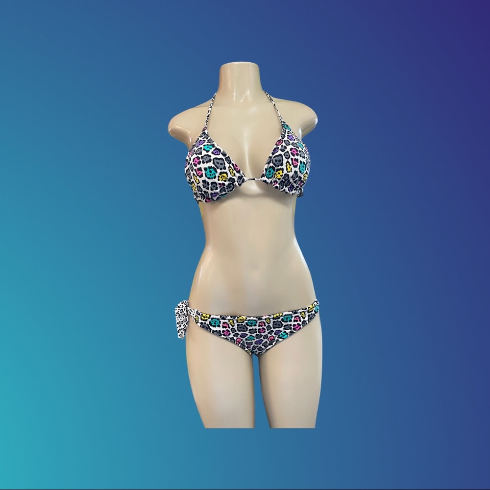 Reversible String Bikini colorful leopard print size S/M - Picture 8 of 16